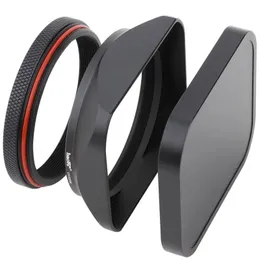 HAOGE LHX200B Square Metal Lens Hood Black With Cap och 49mm Adapter Ring för Fuji Fujifilm X100V X100S X100T X100F X70 Camera 240327