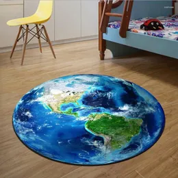 Halılar Yuvarlak Halı 3d Baskı Dünya Gezegen Yumuşak Anti-kayma halıları 40/60/80cm bilgisayar sandalye mat zemin çocuklar için oda ev dekor