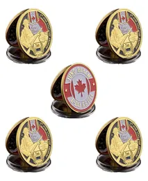 5pcs Dday Normandie Juno Beach Militärhandwerk Kanadische 2. Infanterie Division Gold Plated Memorial Challenge Münzsammler5109576