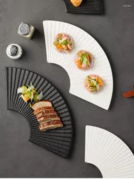 Plates Creative Fan-Shaped Striped Tableware Special Shaped Plate Sushi Dim Sum Home Platter El Western Cuisine