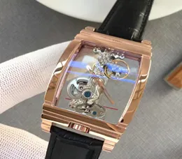 Luxury Watches Golden Bridge Transparent Machinery 316 Caixa de aço inoxidável Caso de couro genuíno Brand Brand Gent Watchwatch AAA166651758