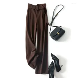Women's Pants Autumn And Winter Woolen Wide-leg For Women Extended Version Loose Casual Straight High-waisted Trousers Z239