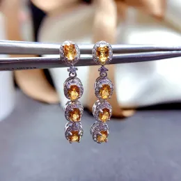 Örhängen Colifelove Silver Gemstone Earring Jackets Totalt 0,96CT 100% Natural Citrine Drop Earrings For Party 925 Silver Citrine Jewelry