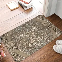 Carpets Yggdrasil Tree Of Life Beige And Cream Viking Anti-Slip Rug Doormat Kitchen Mat Floor Carpet Entrance Door Decorative