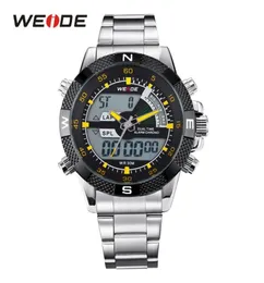Weide Digital Display Men Hours Sport Business Wojskowy pasek ze stali nierdzewnej kwarcowy zegar na rękę Relogio Masculino4598086