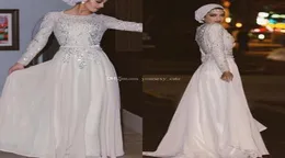 2019 Blowly Long Rleeves Muslim Evening Dress arabski szyfon formalny wakacyjny odzież na balu imprezowy suknia na zamówienie Plus9857093