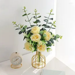 Dekoratif çiçekler ins şakayık sahte yapay oturma odası dekorasyon okaliptüs çiçek yemeği masa çiçek süsleri ev