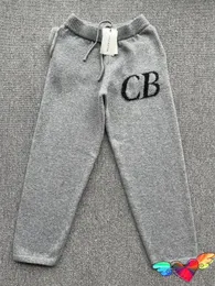 Cinza relaxado cole buxton calças homens homens merino algodão de algodão buxton cb calças soltas solas casuais calças 240326