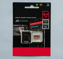 2020 Black Android 95MBS 32GB 64GB 128GB C10 TF Flash Memory Card Class 10 SD Adapter Retail Blister Package Epacket DHL 7635507