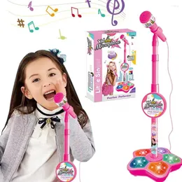 Microphones Kids Microphone With Stand Karaoke Song Music Instrument Toys Brain-Training Educational Toy Birthday Gift For Girl Boy