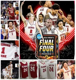 Alabama Basketball -Trikot Brandon Miller Mark Sears Grant Nelson Sam Walters Nick Pringle Aaron Estrada Rylan Griffen Jarin Stevenson Scharnowski 2024 Final Four