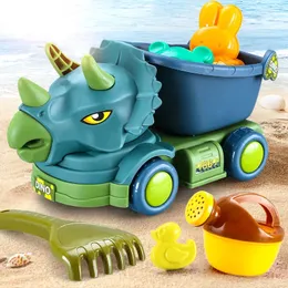 여름 해변 해변 장난감 공학 자동차 세트 베이비 비치 게임 장난감 공룡 해변 자동차 파기 모래 삽 장난감 도구 베이비 욕조 장난감 240321