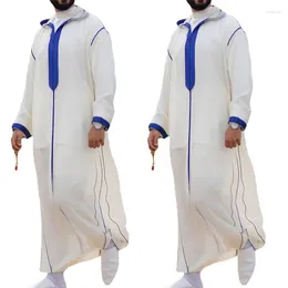 Roupas étnicas Moda de retalhos de retalhos de estilo masculino Camisa Ramadan vestido marroquino THOBE LONG THOBE