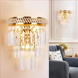 Vägglampa traditionellt imperium ljuskrona guldkristall 3-ljus E14 glödlampa lampor för hallar matsal vardagsrum sängen belysning fixtur