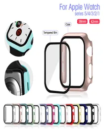 GlassCase for Apple Watch Series SE 6 5 4 44mm 40mm Iwatch 3 2 1 42mm 38mm de tela temperada ProtectorCovercover Apple Watch Acc1071019