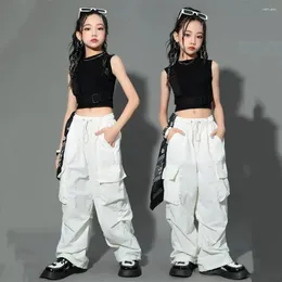 Trousers Teen Girls Joggers Pants Loose Casual Fashion Children Straight Pockets Design Trendy Cool Streetwear Kids 5-14Ys