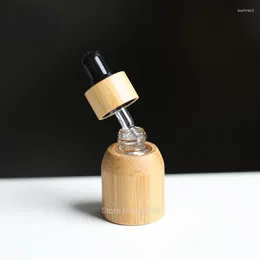 Butelki do przechowywania Bambus Glass Dropper Bottle Bottle Olej eteryczny z pokrywką Perfume Pojemnik 2 ml Attar