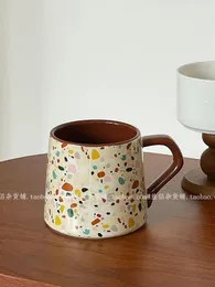 Tazze phz0 colorato punteggiate in ceramica tazza sottovaluta color tazza d'acqua per la casa che schizzano medievale inchiostro