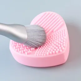2024 piazzole colorate a forma di cuore pulite spazzole per lavarsi la lavagna silico guanto scrubber strumenti di pulizia cosmetica per pennelli per il trucco colorati