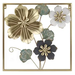 Flores decorativas Metal Flor Wall Art Decor de ferro pintado à mão Escultura de decoração de folhas para entrada Quarto da sala de estar Escritório