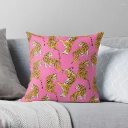 Pillow Pink Tiger Repeating Print- Preppy Modern Contemporary Throw Case Sitting S For Sofa