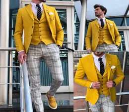 Twopieces Coatjacket Yellow Men Business Suits Single Breasted Custom Made Slim Fit Bräutigam Party Mantel Kaufmediziner Arbeit Wear2763298