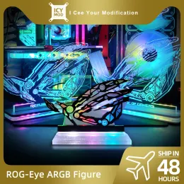 Fall Argb Rog Figur Tro Ornament Republic of Gamers 5v3Pin LED Rainbow Lighting Aura Sync Gamer Cabinet Akrylbelysningsbas