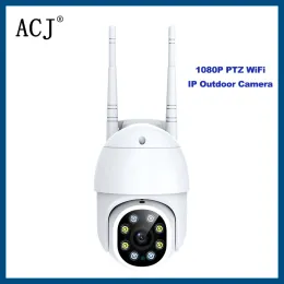 モニターACJ 1080P PTZ WIFI IPカメラオーディオCCTV監視屋外カメラ防水セキュリティ保護携帯電話リモート