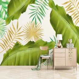 Bakgrundsbilder Milofi Anpassad stor väggmålning Bakgrund 3D Liten Fresh Banana Leaf vardagsrum kreativt bakgrund