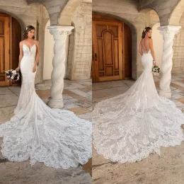 Elbiseler Kitty Chen 2021 Gelinlik Dantel Aplikler Denizkızı Gelin Gowns Seksi Spagetti Kayışları Sırtsız Gelinlik Vestidos De Novia