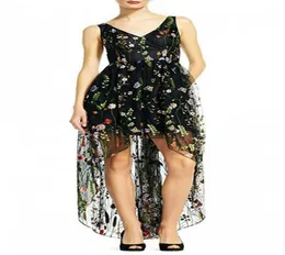 Vestidos de festa com alta festa sexy 2018 preto vneck floral bordado vestidos de baile de baile de baile de baile de manhã vestido formal de vestido de vestido de soire2805327