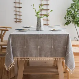 Masa bezi ekose dekoratif keten modern püskül su geçirmez yağ geçirmez dikdörtgen masa örtüsü ev yemek çayı kapağı