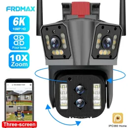 Câmera de proteção de segurança de câmeras de 16mp 6k câmeras de vigilância Wi -Fi Câmera de segurança de zoom sem fio 10x de quatro lentes 360 ° ptz ip came