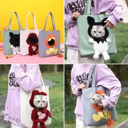 Cat Carriers Tote Carrier Bag For Puppy Or Cats Pet Head-out Cartoon Theme Lovely Designs Large Capacity B03E