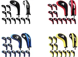 12PCS Tagi Golf Hybrid Club Heads Protector Wedge Iron Head Covers Irons Irons z Long Neck Zipper7242207