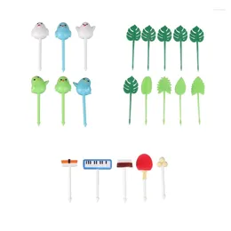 Disposable Flatware Plastic Fruit Forks Cute Mini Bento Signs Decorations Dessert Material 3 Styles Choose