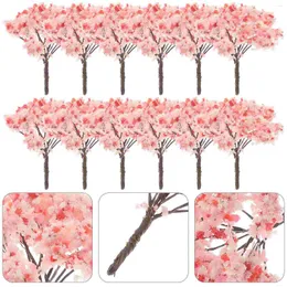 Flores decorativas 12 PCs Modelo de árvore arquitetônica Plantas ao ar livre artificial Mini árvores de Mini árvores decoração de Moss Sponge Faux Prop