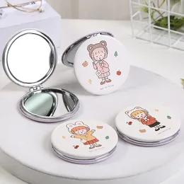 NEU 2024 1PC Mini Make-up Compact Cartoon Spiegel tragbarer Zwei-Seiten-Falten-Make-up-Make-up-Make-up-Frauen Kosmetische Spiegel für Geschenk für die zweiseitige Faltung