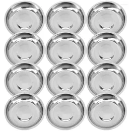 Plates 12 Pcs Stainless Steel Plate Circle Tray Sauce Cups Bowls Barbecue Prep Metal Small Gear