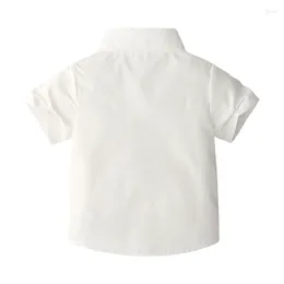 Kläder sätter Kmbangi Kid Toddler Baby Boys Gentleman Outfits Short Sleeve Turn-Down Collar T-shirt Bib Pants Bow Tie 3st Set Summer