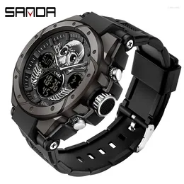 Armbanduhren SANAD TOP Brand 2024 Männer Uhren Sport Dual Display Uhr 5ATM wasserdichte Quarz Armbanduhr für Männer Relogio Maskulino 6087