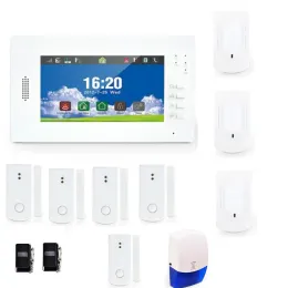 Kits 7 inch Touch Screen GSM Alarm DIY System with 868Mhz Wireless Home Security Alarm Backup Battery Free Android iOS APP Control