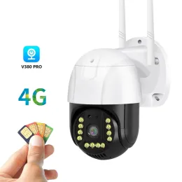 Камеры на открытом воздухе камера наблюдения 4G GSM SIM V380 Pro 1080p Cloud 4x Zoom Zoom IP66 Безопасная защита беспроводной IP -cctv беспроводной