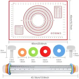 NOWOŚĆ Regulatorywable do walcowania ze stali nierdzewnej ciasto ciasto nierdzewne Roller Non Stick Cortter Cute Mata z Scale Bakery Baking Akcesoria -