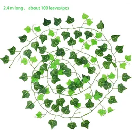 Dekorativa blommor 12st 2,4 m 100-blad konstgjorda murgröna vinstockar hängande krans för hemkök trädgård kontor bröllop fest vägg sovrum matsal
