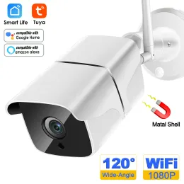 Câmera de bala de câmeras 1080p IP IP Outdoor AI Human Detect By Ways Audio Talk Security Cam Smart Home Color Infravermelho Night Vision Tuya Alexa