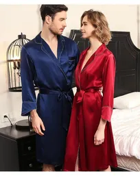 Roupas em casa 22 Momme Luxury Silk Robe para casal para adultos puros Mulher e homem Robo de banho