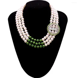 Girocollo di moda personalizzata a tre linee CHOKERS CHAIN Lady Service Group Green Incorporated 1946 Links Collane perla per femmina