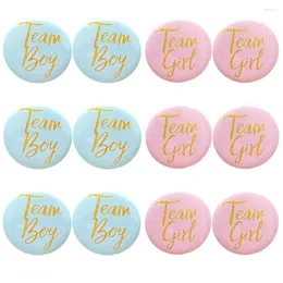 Partydekoration 12pcs Geschlecht enthüllen Button Pins Team Boy Girl Babyparty Pink Blue Pin Mama, um Dekor zu sein