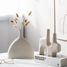 Vaser modern nordisk vas burk ceramique blanc estetik bohemiska vita objetos dekorativos para en casa hem dekoraktion